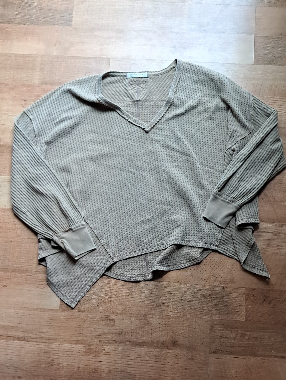 We The Free Waffle Knit V-Neck Pullover - Taupe